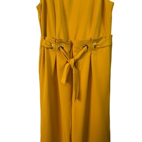 Mod X Women's Sunflower Yellow Crepe Texture Sleeveless Wide Leg Jumpsuit Size X - Picture 4 of 11